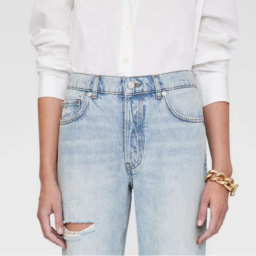 Anine Bing Jeans. Distressed Light Blue Boyfriend Jeans, Like New. - Picture 13 of 13